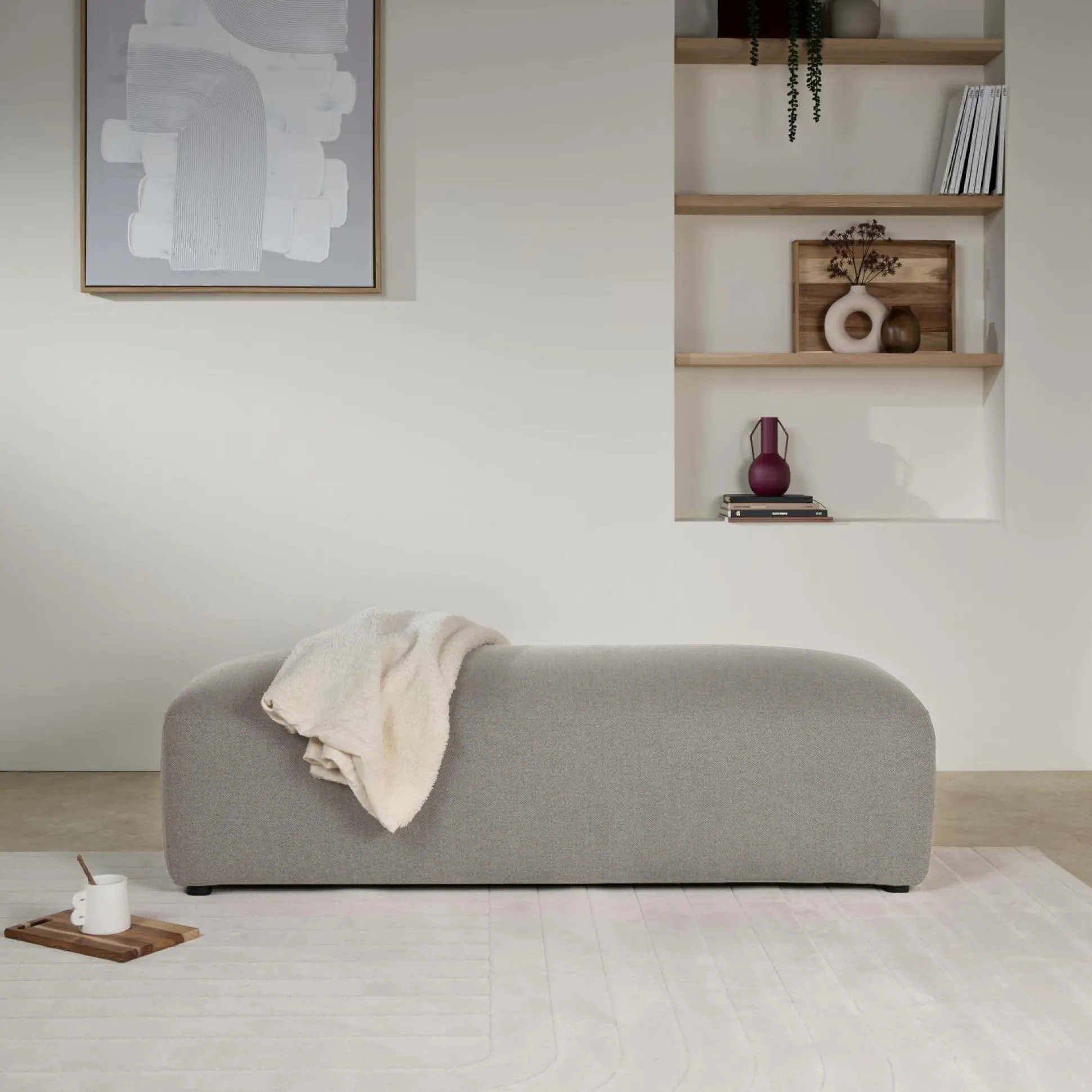 Grand pouf tissu Pavel - Gris