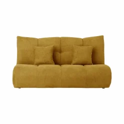 Grande chauffeuse et méridienne tissu Benny - Moutarde - 2,5 places
