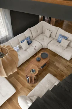 Grande chauffeuse pour canapé modulable tissu Benny - Naturel - 2,5 places