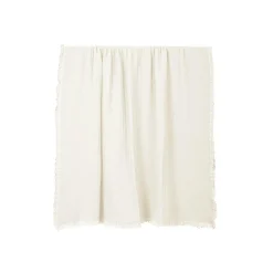 HAOMY Plaid double voile de coton Vanly - Ivoire - 130 x 180 cm