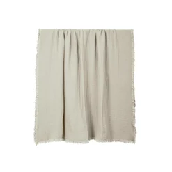 HAOMY Plaid double voile de coton Vanly - Naturel - 130 x 180 cm