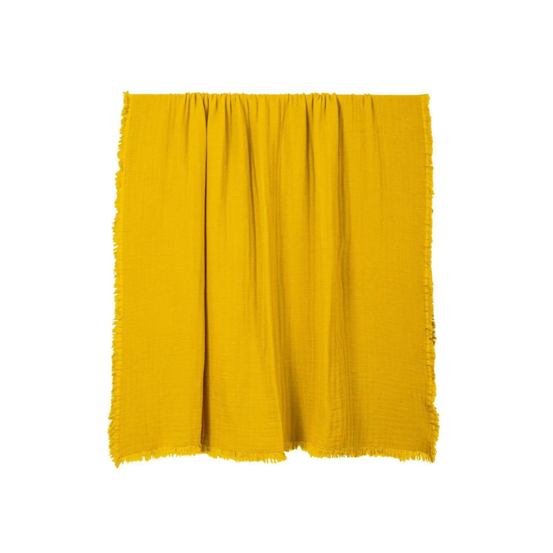 HAOMY Plaid double voile de coton Vanly - Safran - 130 x 180 cm