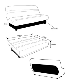 Housse de clic-clac Soleil et bande socle, lin