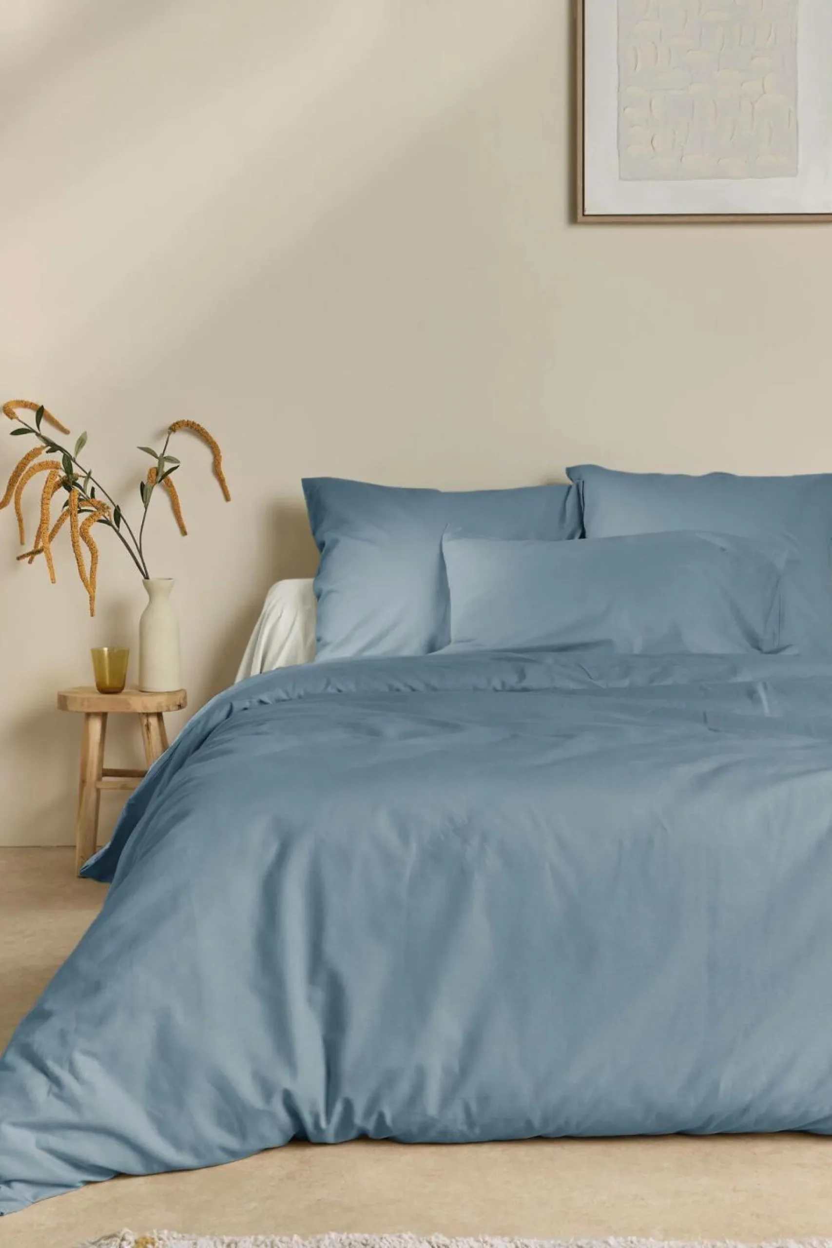 Housse de couette coton lin Valentine - Bleu Gris - 140 x 200 cm