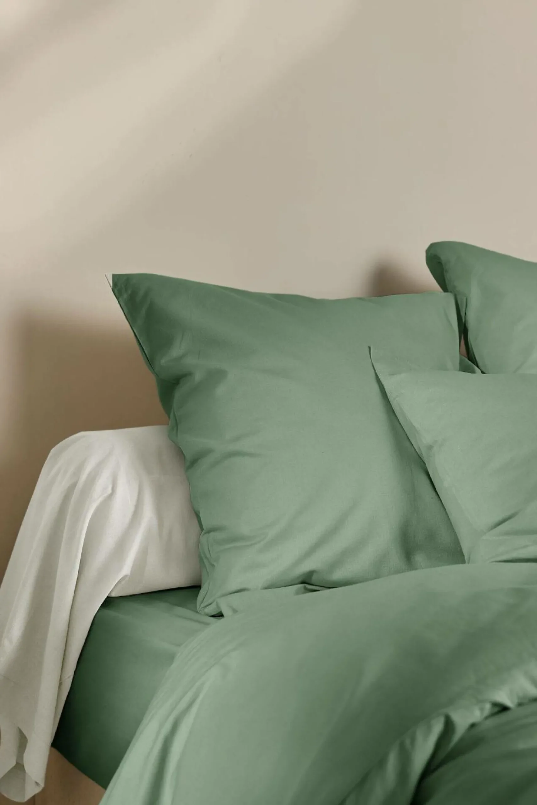 Housse de couette coton lin Valentine - Vert Amande - 140 x 200 cm