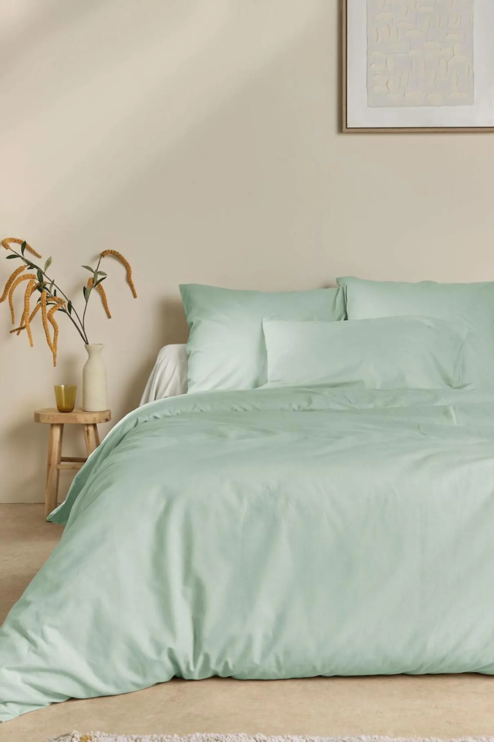 Housse de couette coton lin Valentine - Bleu écume - 140 x 200 cm