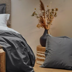Housse de couette percale bio Elise - Gris Anthracite - 260 x 240 cm