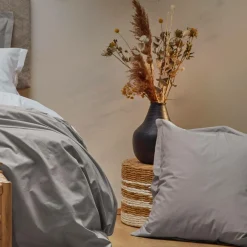 Housse de couette percale bio Elise - Gris Mastic - 140 x 200 cm