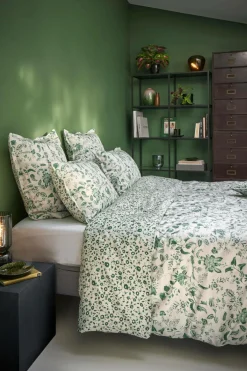 Housse de couette satin Pondichéry - Vert feuille - 260 x 240 cm