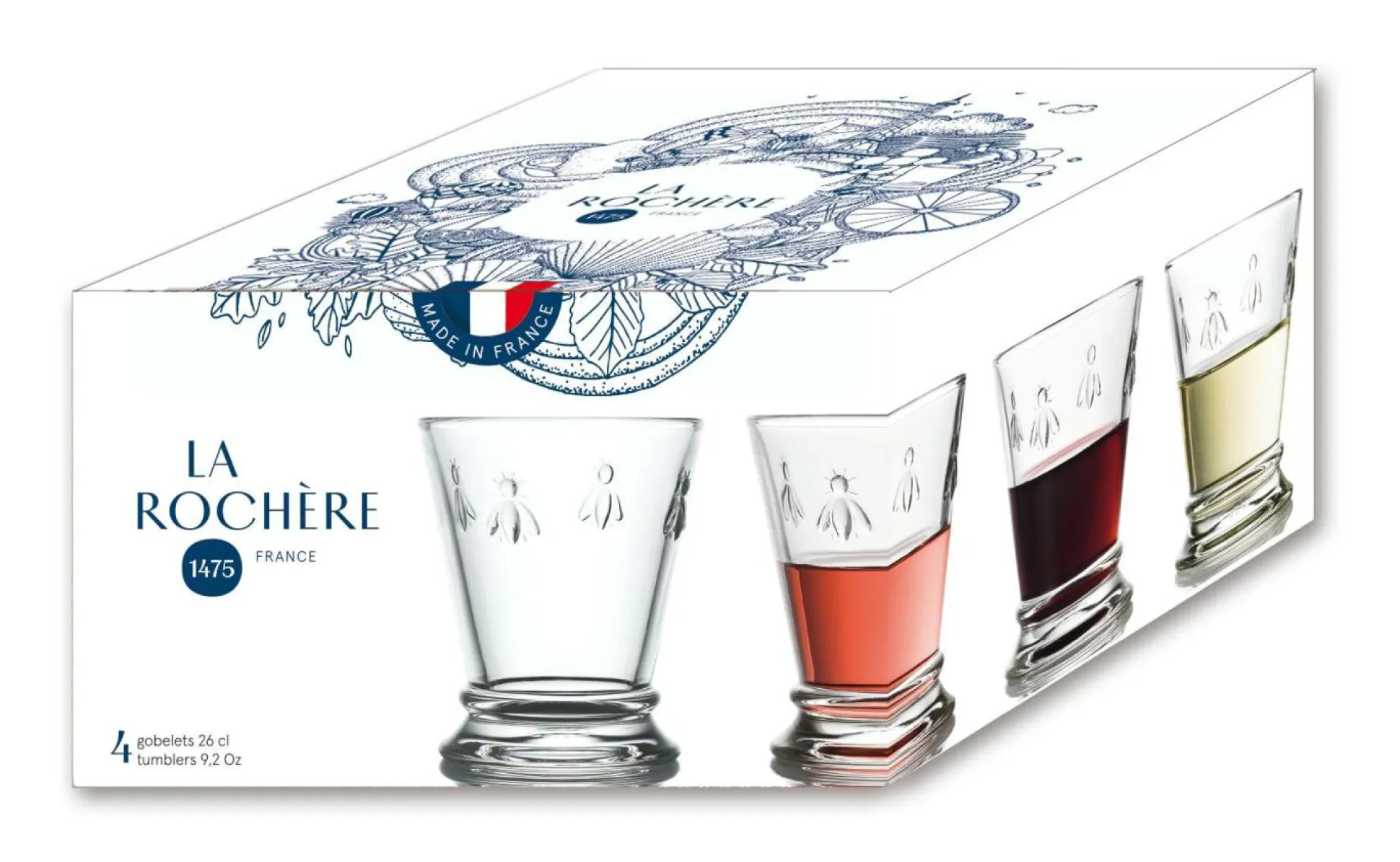 LA ROCHERE Lot de 4 gobelets Abeille