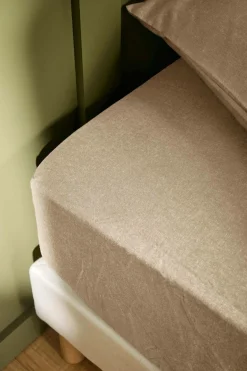 LASA HOME Drap housse coton flanelle Livia - Sable - 140 x 190 cm