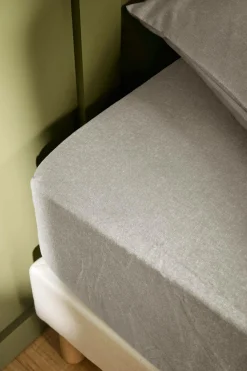 LASA HOME Drap housse coton flanelle Livia - Lin - 140 x 190 cm