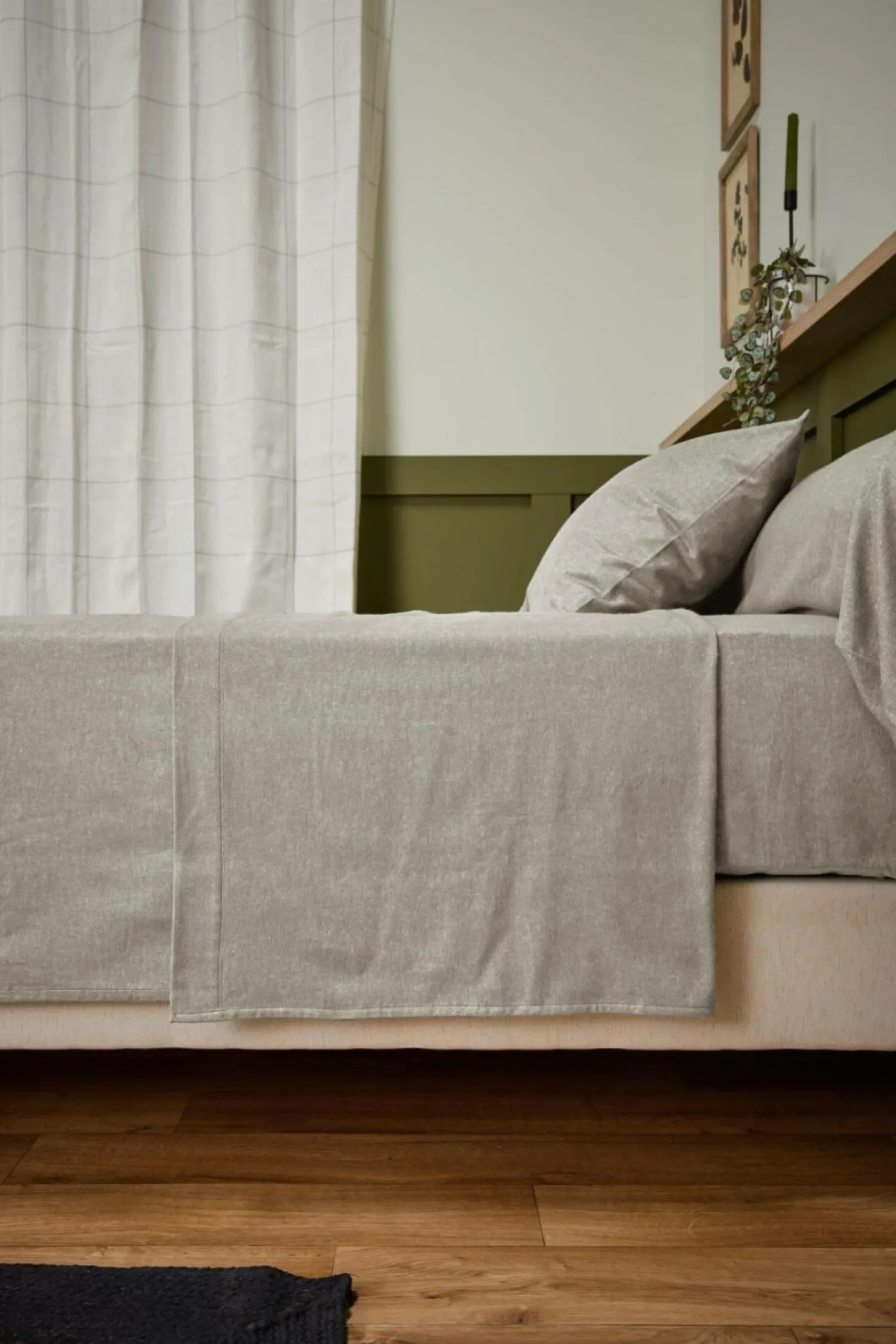 LASA HOME Drap plat coton flanelle Livia - Lin - 240 x 300 cm