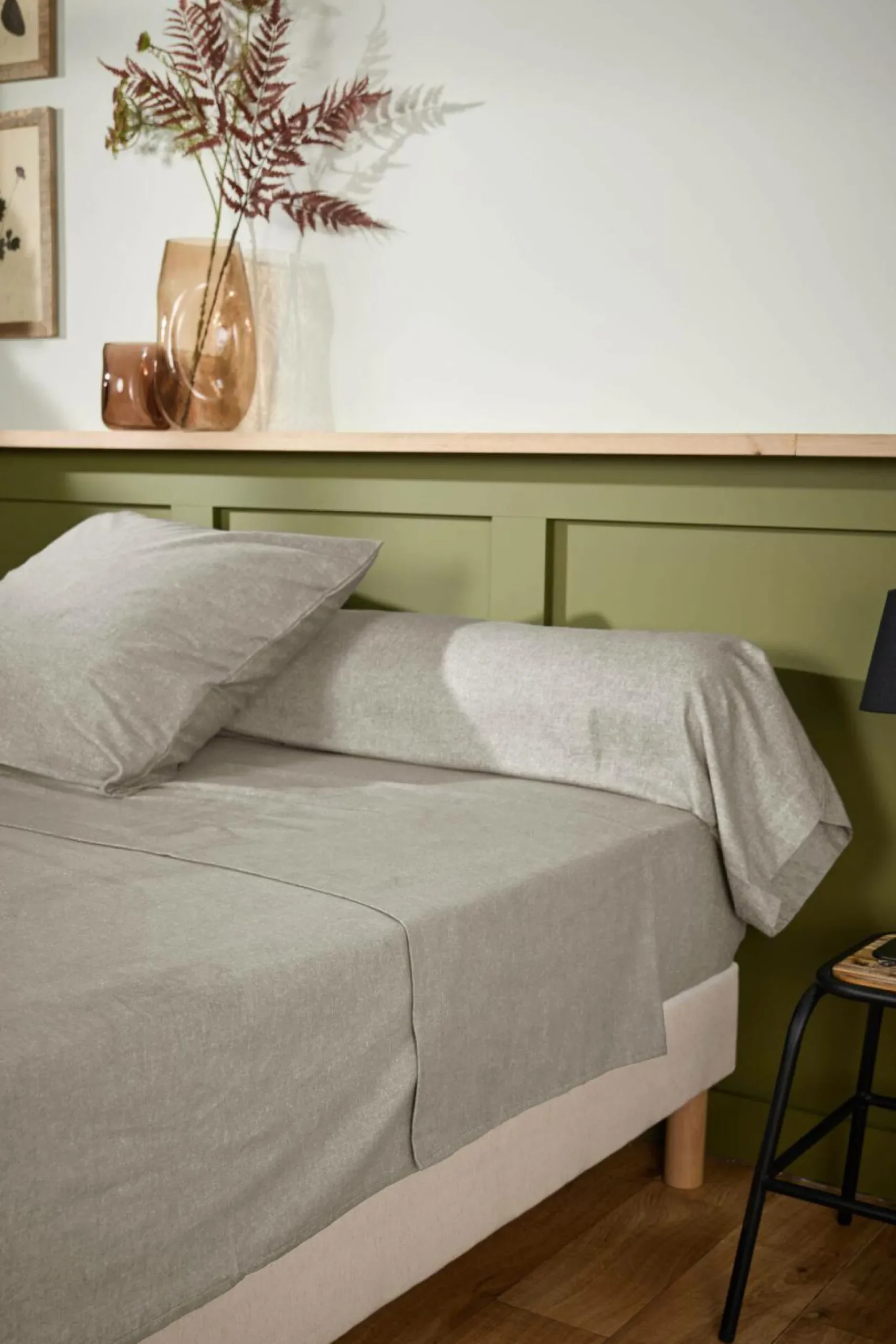 LASA HOME Drap plat coton flanelle Livia - Lin - 270 x 300 cm