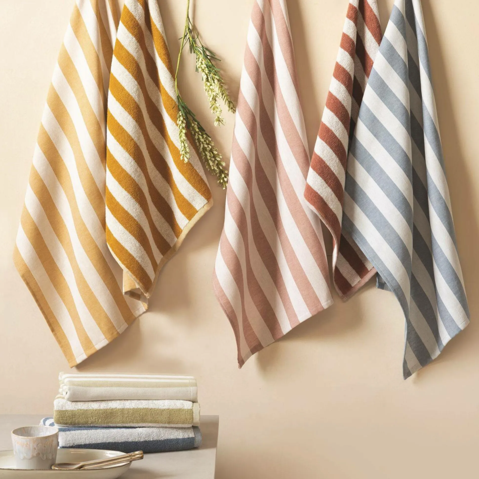 LASA HOME Essuie-main coton Luis - Olive - 50 x 50 cm