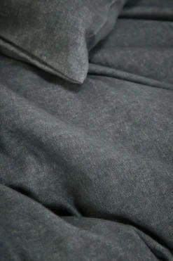 LASA HOME Housse de couette coton flanelle Livia - Graphite - 240 x 220 cm