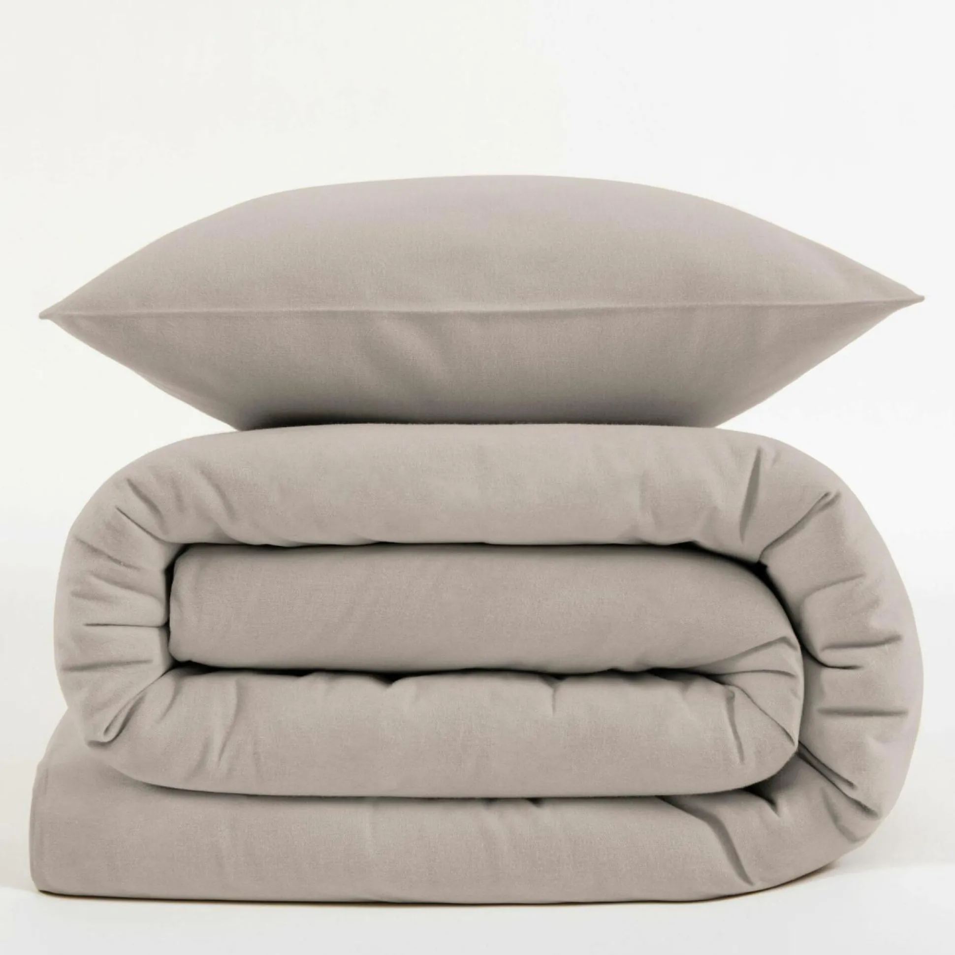 LASA HOME Housse de couette coton flanelle Livia - Lin - 240 x 220 cm