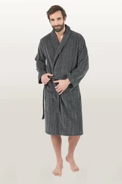 LASA HOME Peignoir coton Leonardo - Gris - Taille S