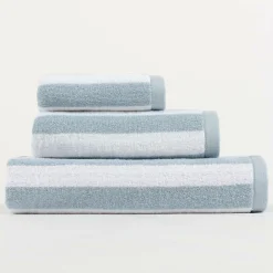 LASA HOME Serviette de bain coton recyclé Lucia - Bleu - 100 x 150 cm