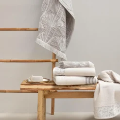 LASA HOME Serviette de bain coton Léontina, écorce - Ecorce - 100 x 150 cm