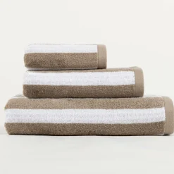 LASA HOME Serviette de bain coton recyclé Lucia - Marron - 100 x 150 cm