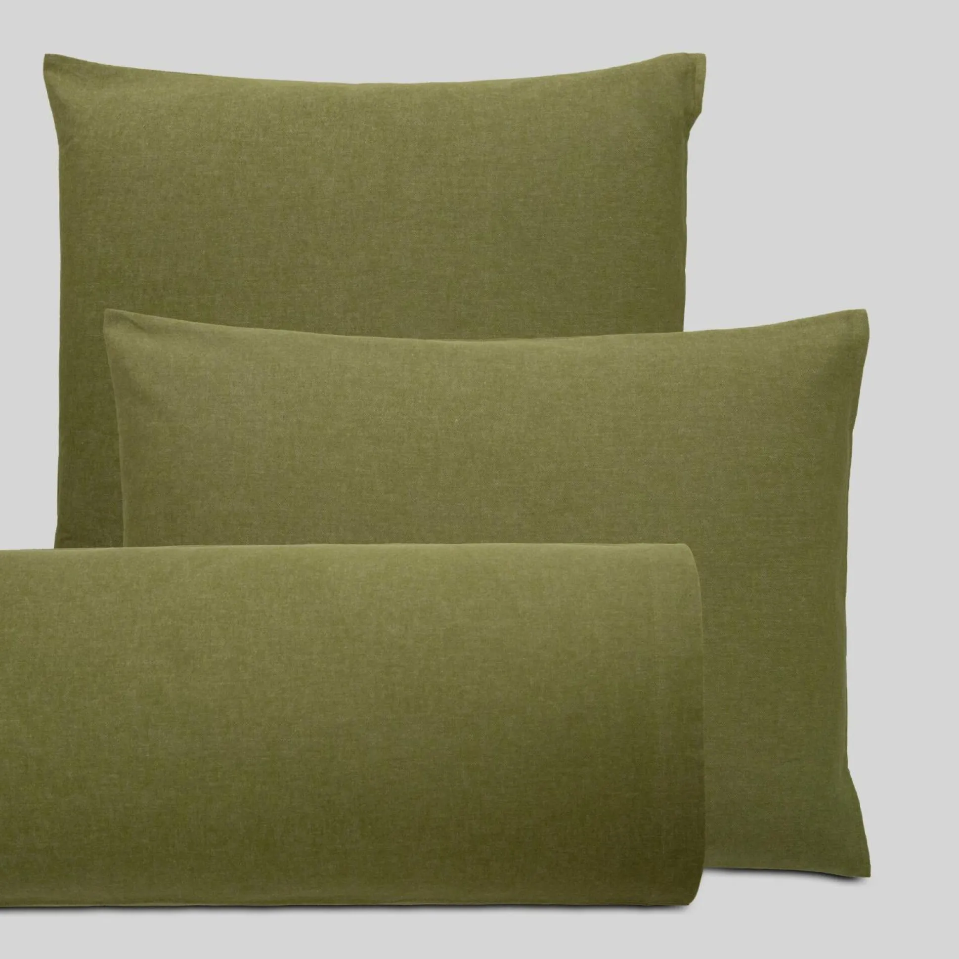 LASA HOME Taie d'oreiller coton flanelle Livia - Kaki - 50 x 70 cm