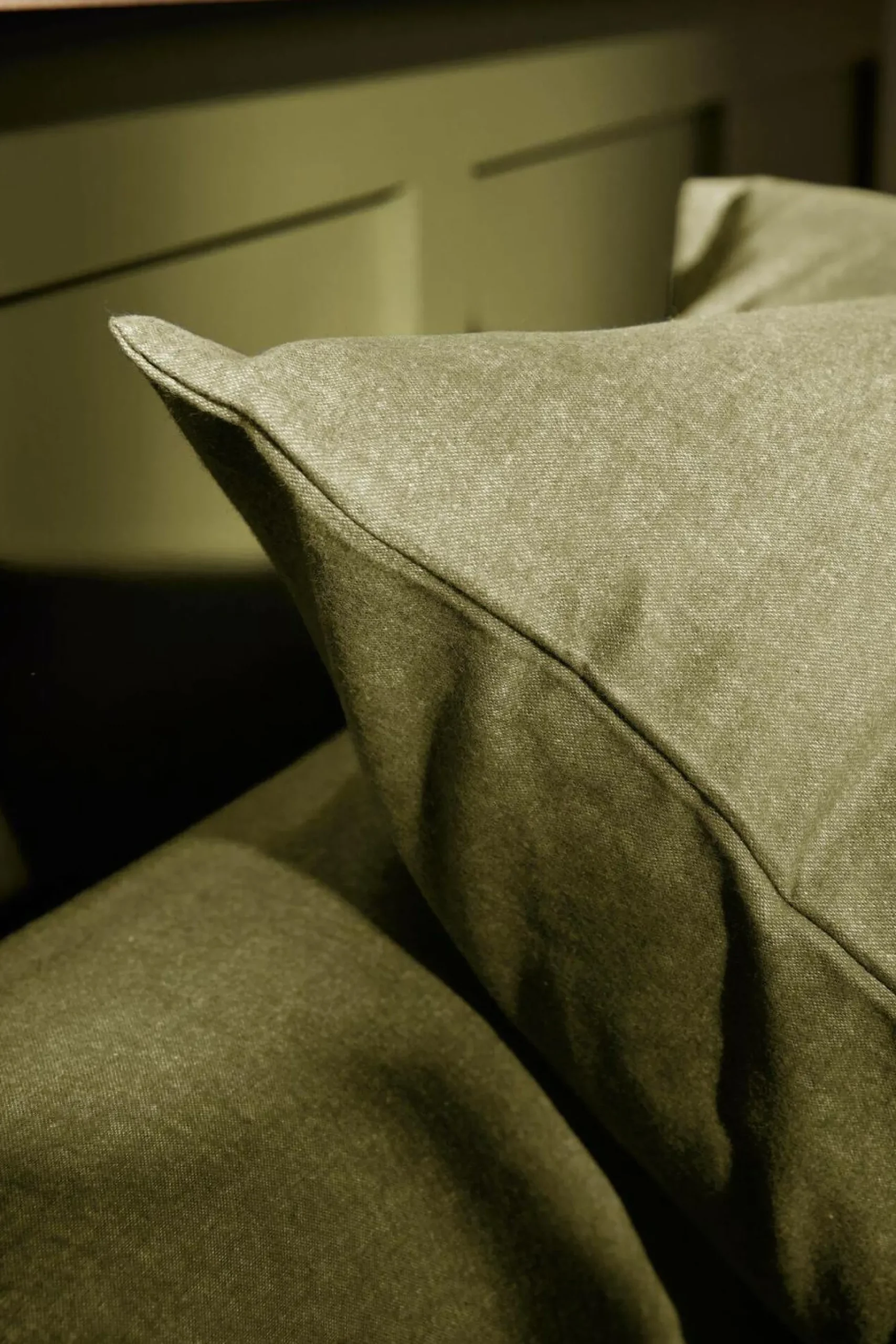 LASA HOME Taie d'oreiller coton flanelle Livia - Kaki - 50 x 70 cm