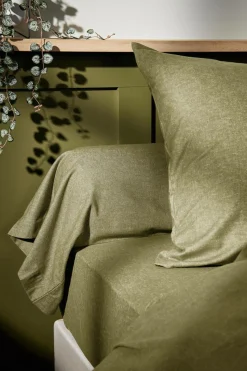 LASA HOME Taie d'oreiller coton flanelle Livia - Kaki - 50 x 70 cm