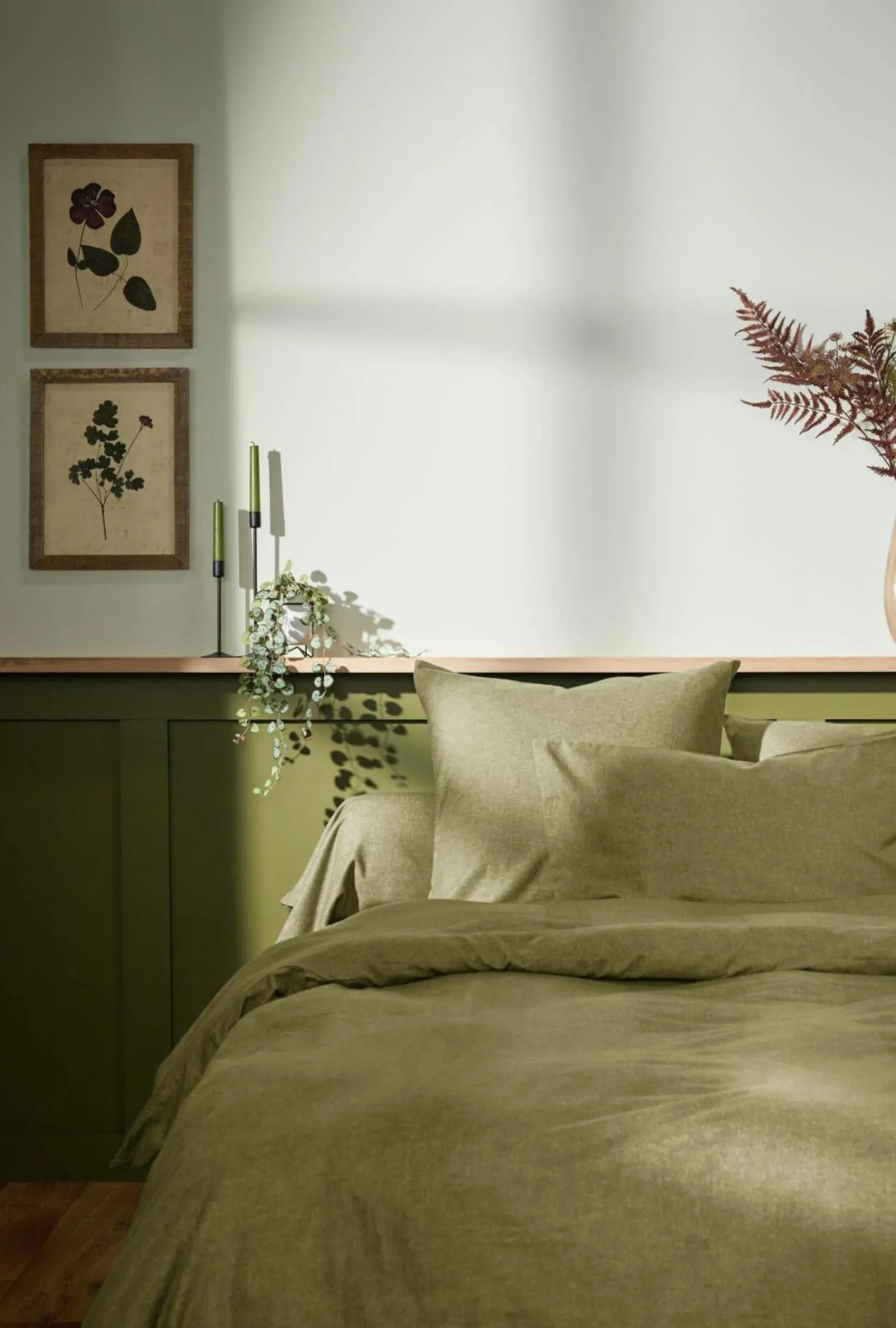 LASA HOME Taie d'oreiller coton flanelle Livia - Kaki - 50 x 70 cm