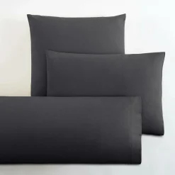 LASA HOME Taie d'oreiller coton flanelle Livia - Graphite - 50 x 70 cm