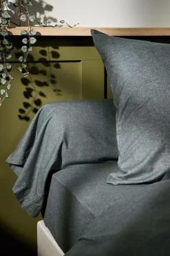 LASA HOME Taie d'oreiller coton flanelle Livia - Graphite - 50 x 70 cm