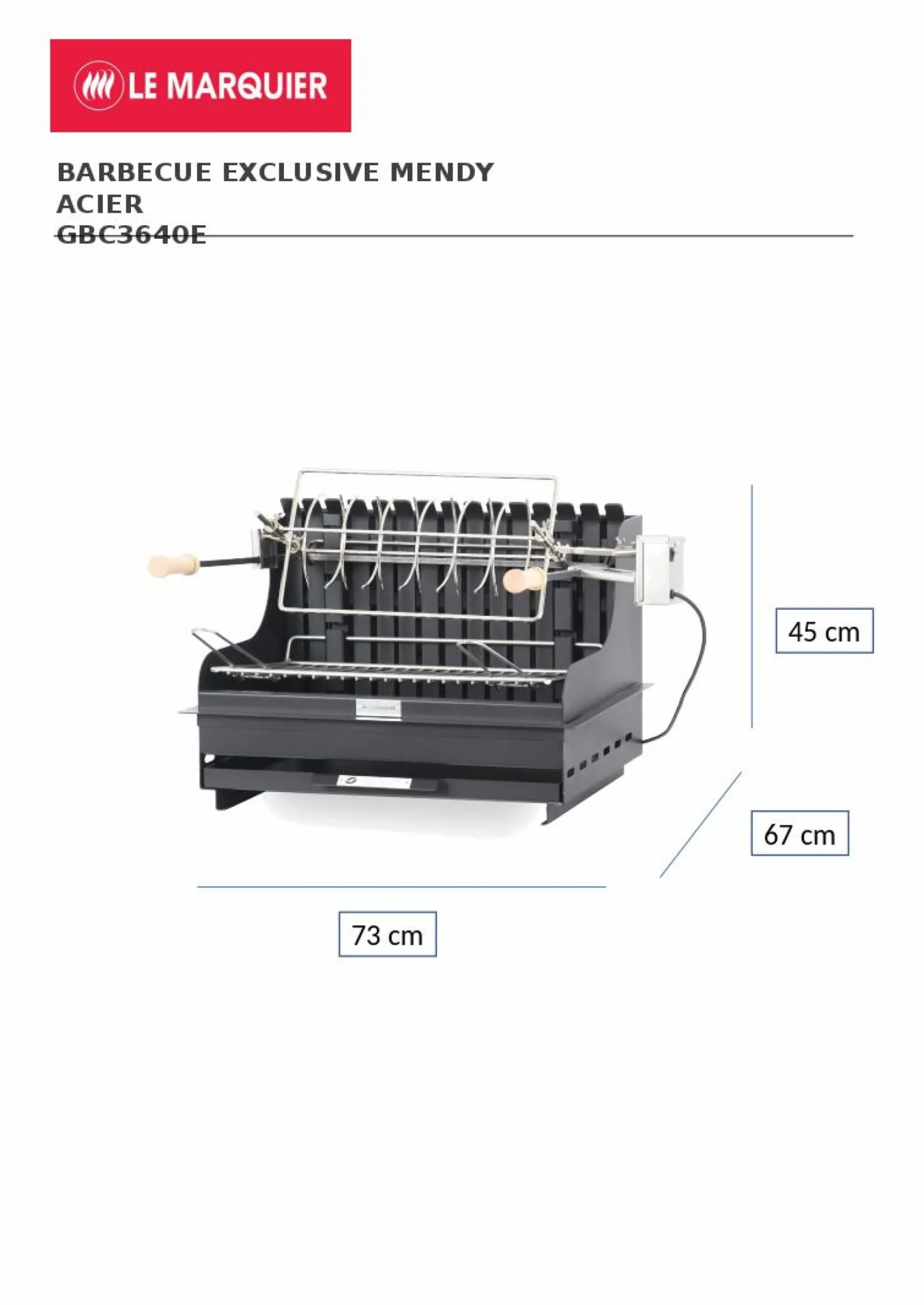 LE MARQUIER Barbecue Exclusive Mendy en Acier Noir