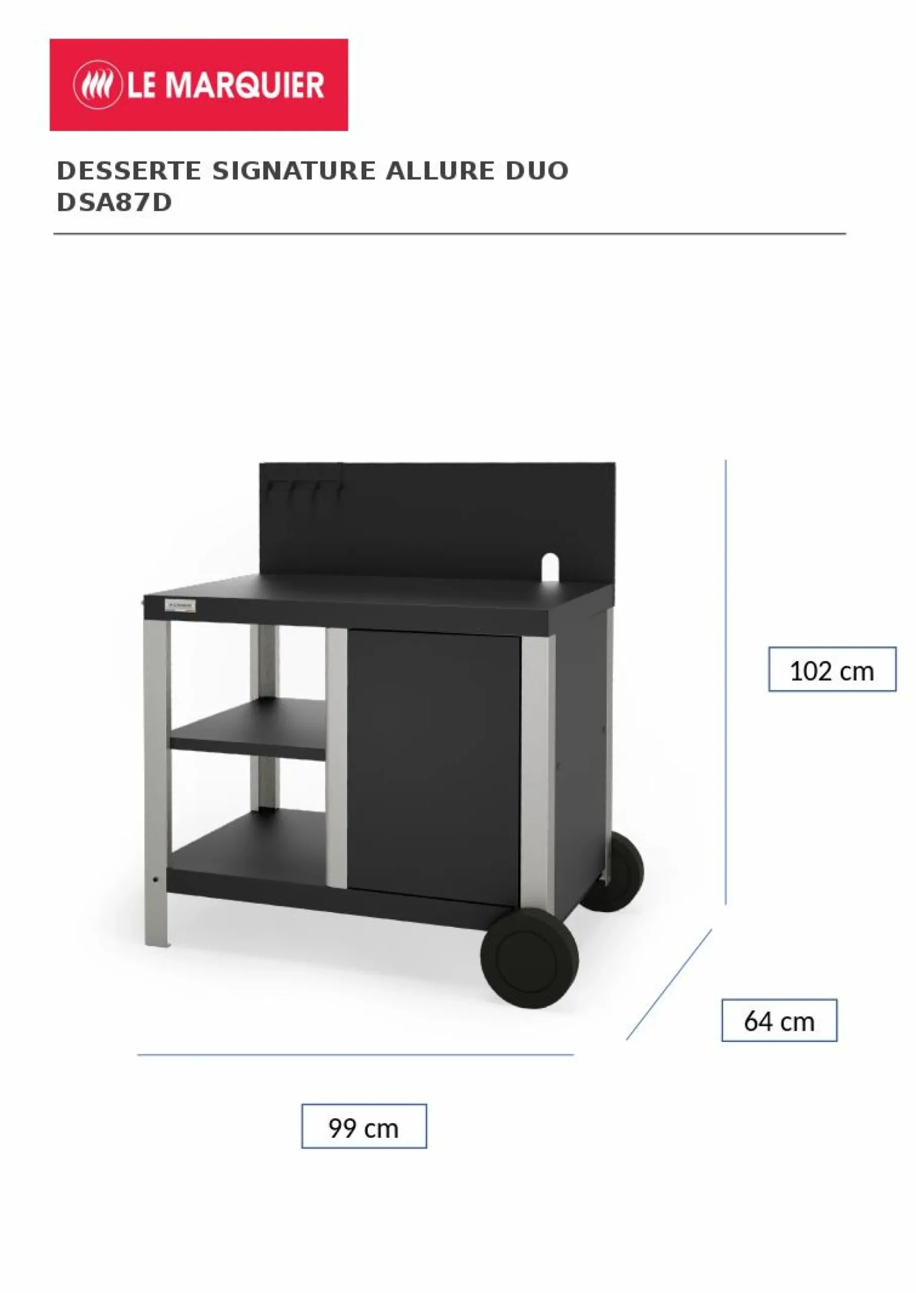 LE MARQUIER Desserte Allure Duo en Acier Noir et Inox