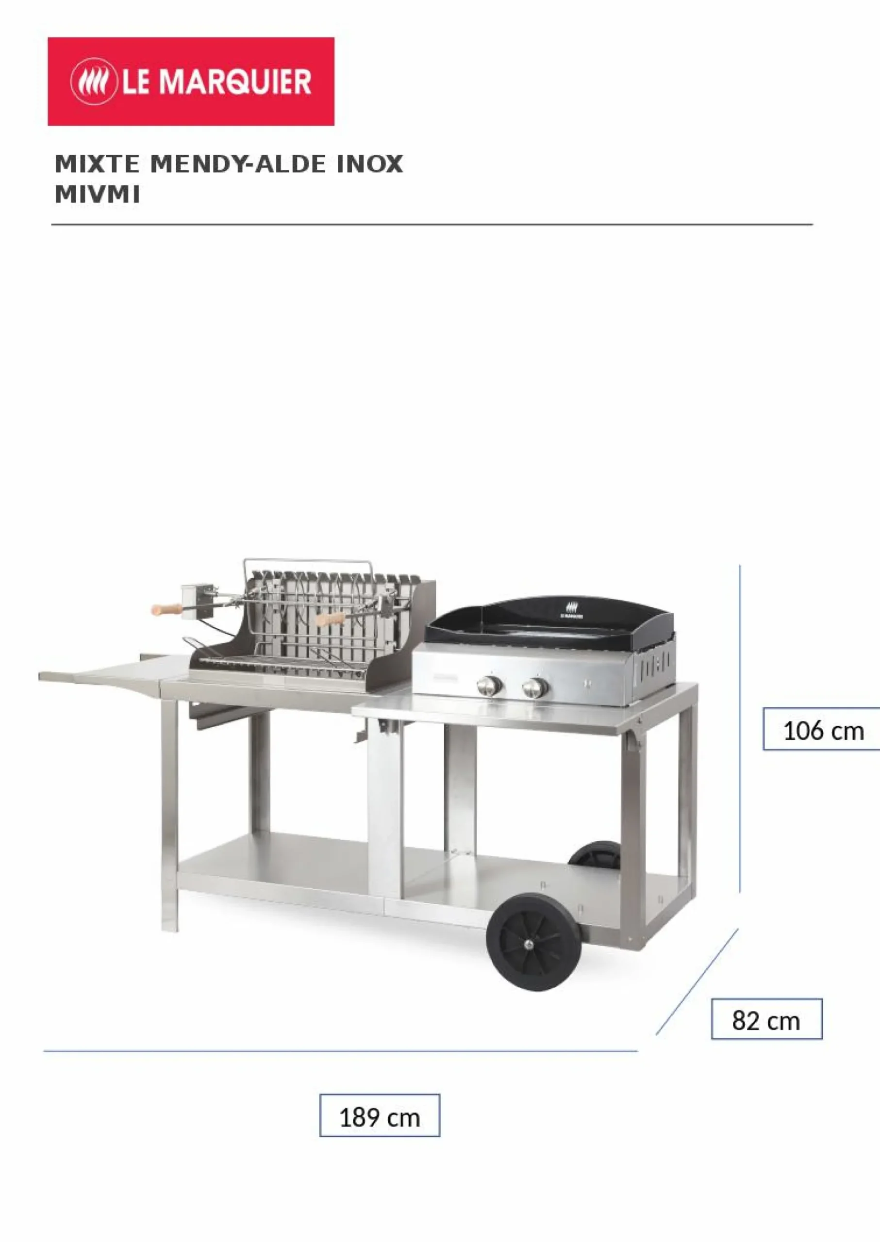 LE MARQUIER Ensemble Plancha, Barbecue et Chariot Mendy-Alde Baia en Inox