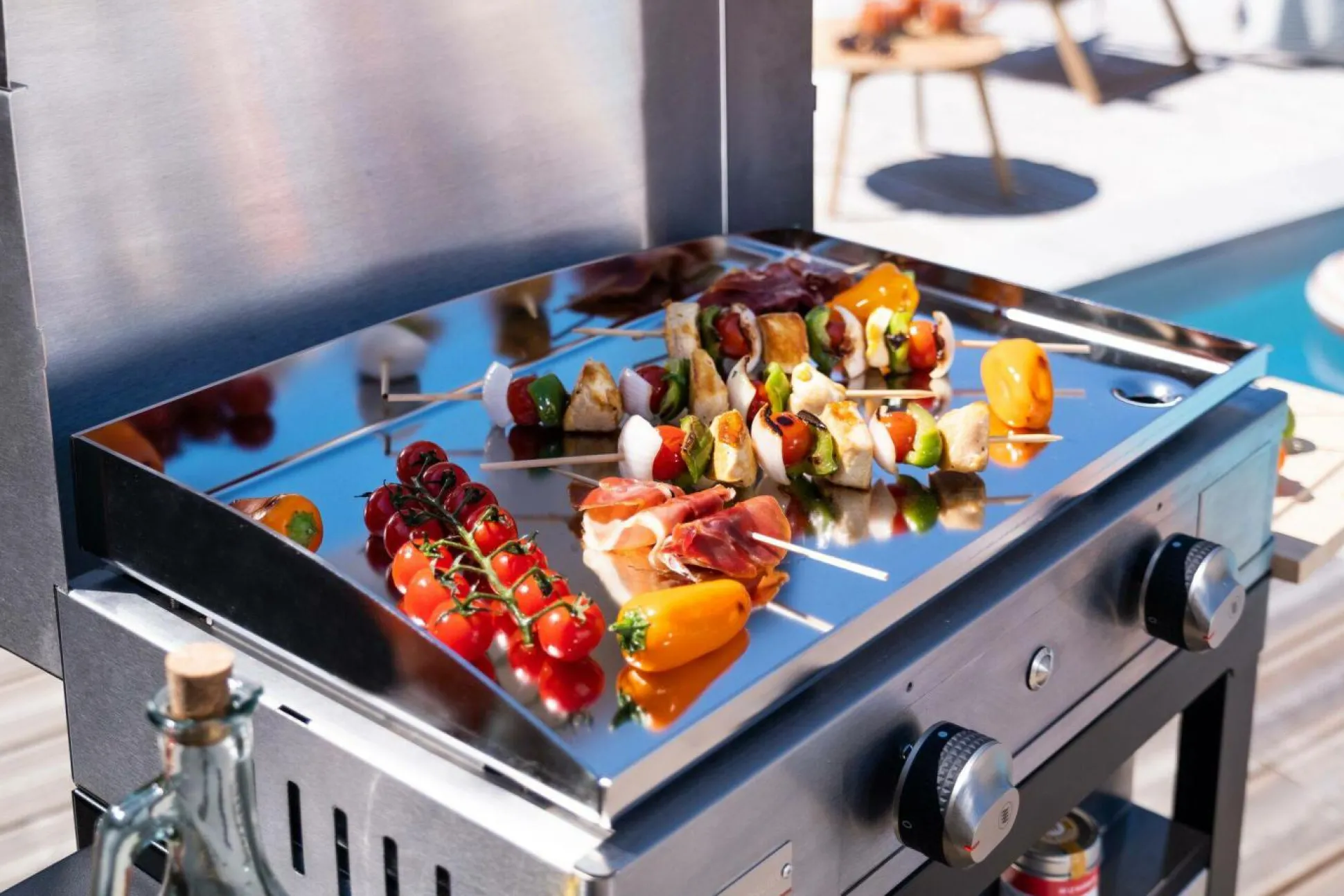 LE MARQUIER Ensemble Plancha, Chariot et Couvercle La Plancha Inox Gaz 260