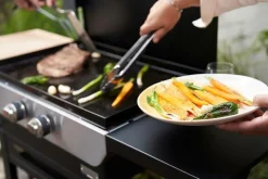 LE MARQUIER Ensemble Plancha Gaz, Chariot et Couvercle en Acier et Inox Original