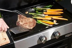 LE MARQUIER Ensemble Plancha Gaz, Chariot et Couvercle en Acier et Inox Original