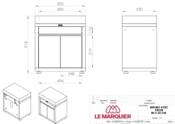 LE MARQUIER Meuble avec Tiroir pour Cuisine d'Extérieur 80 x 55 cm - Noir