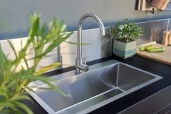 LE MARQUIER Meuble avec Évier pour Cuisine d'Extérieur 80 x 55 cm en Acier Noir - Noir