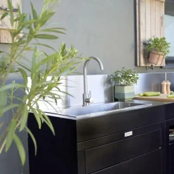 LE MARQUIER Meuble avec Évier pour Cuisine d'Extérieur 80 x 55 cm en Acier Noir - Noir