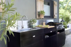 LE MARQUIER Meuble avec Évier pour Cuisine d'Extérieur 80 x 55 cm en Acier Noir - Noir