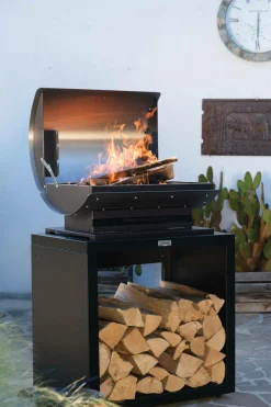 LE MARQUIER Meuble Cuisson Ouvert pour Cuisine d'Extérieur 80 x 55 cm en Acier Noir