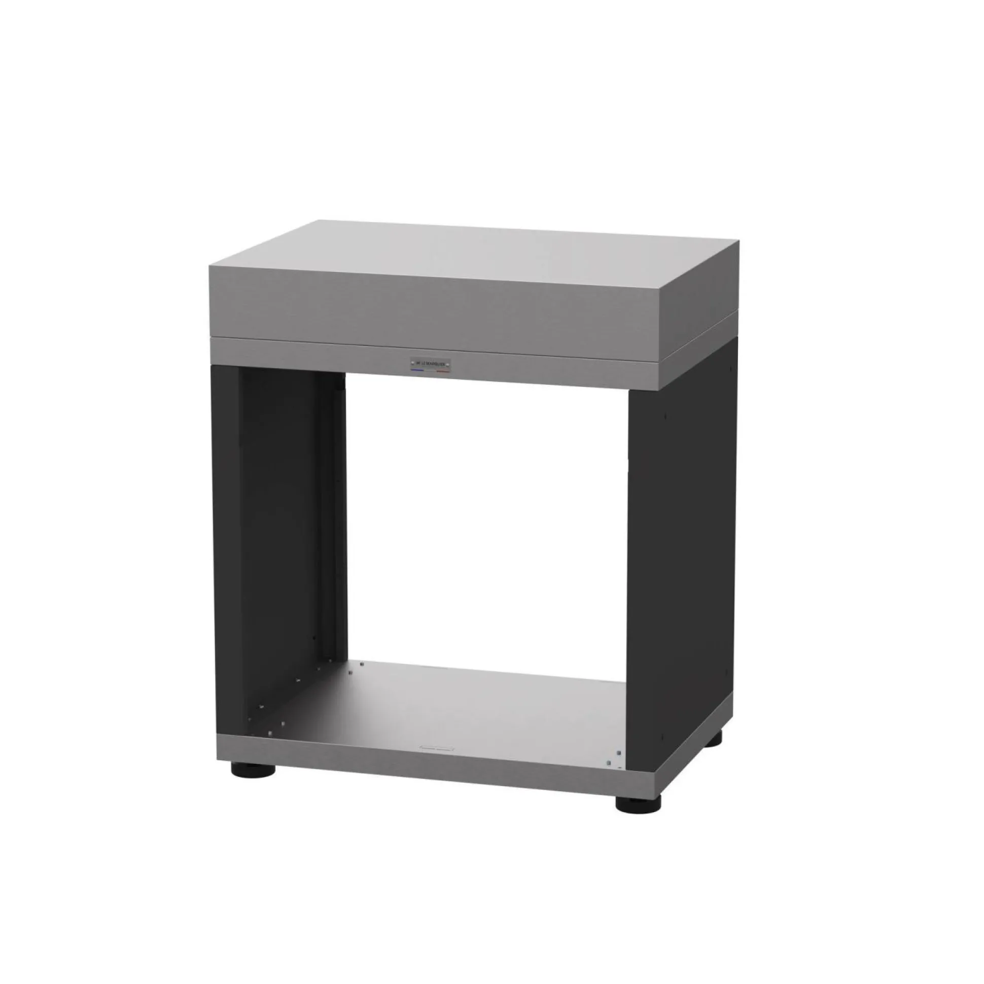 LE MARQUIER Meuble Ouvert pour Cuisine d'Extérieur 80 x 55 cm en Acier Noir - Acier Noir/Inox