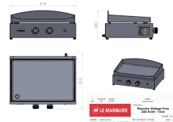 LE MARQUIER Plancha Gaz Pure 260 en Acier Noir
