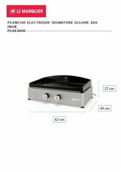 LE MARQUIER Plancha Signature Allure Électrique 260 en Inox