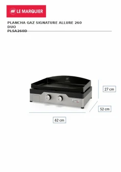 LE MARQUIER Plancha Signature Allure 260 Duo en Acier Noir et Inox