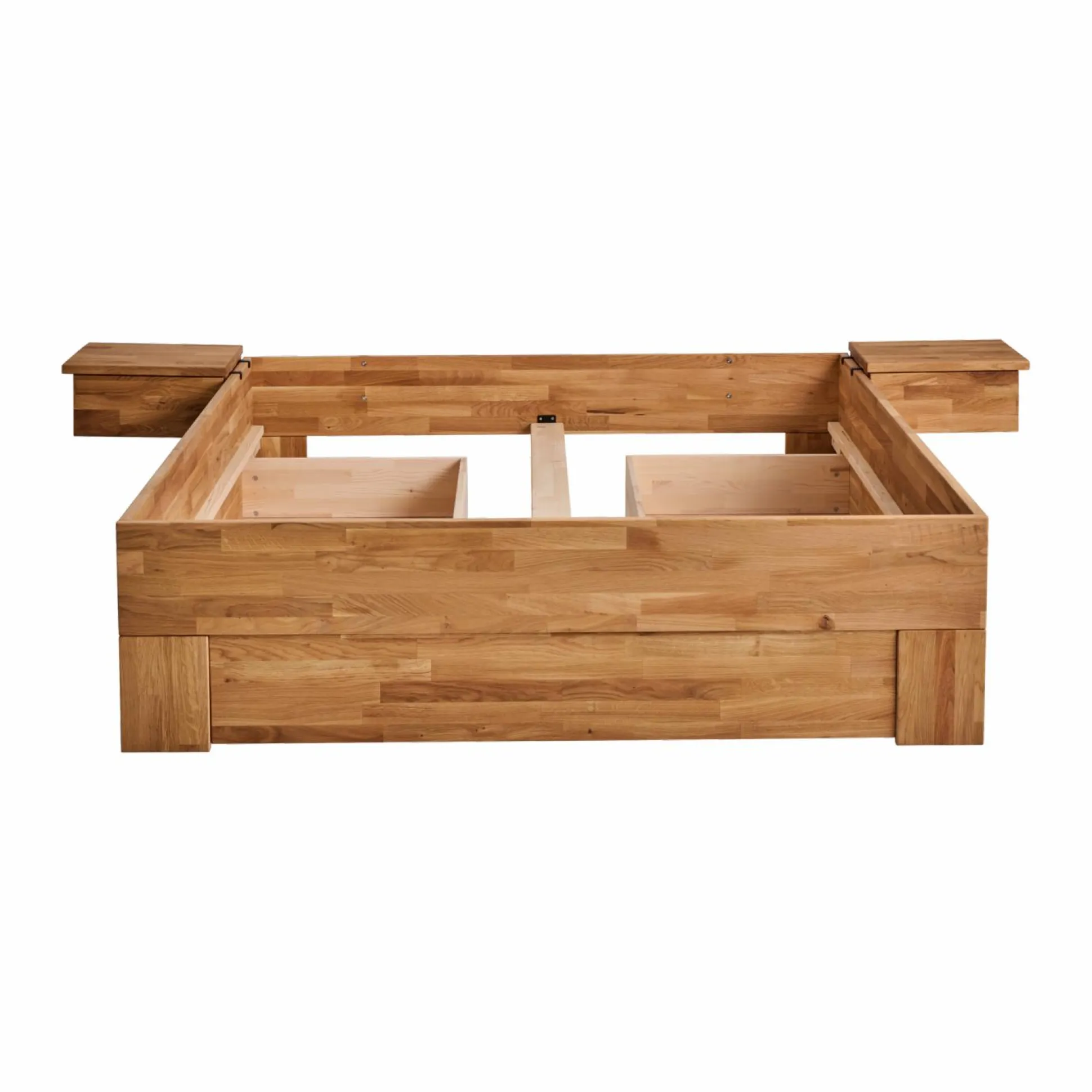 Lit avec rangements en options chêne massif Charly - 140 x 190 cm