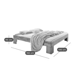 Lit avec rangements en options chêne massif Charly - 140 x 190 cm