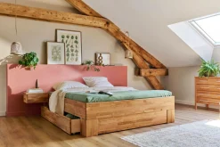 Lit avec rangements en options chêne massif Charly - 180 x 200 cm