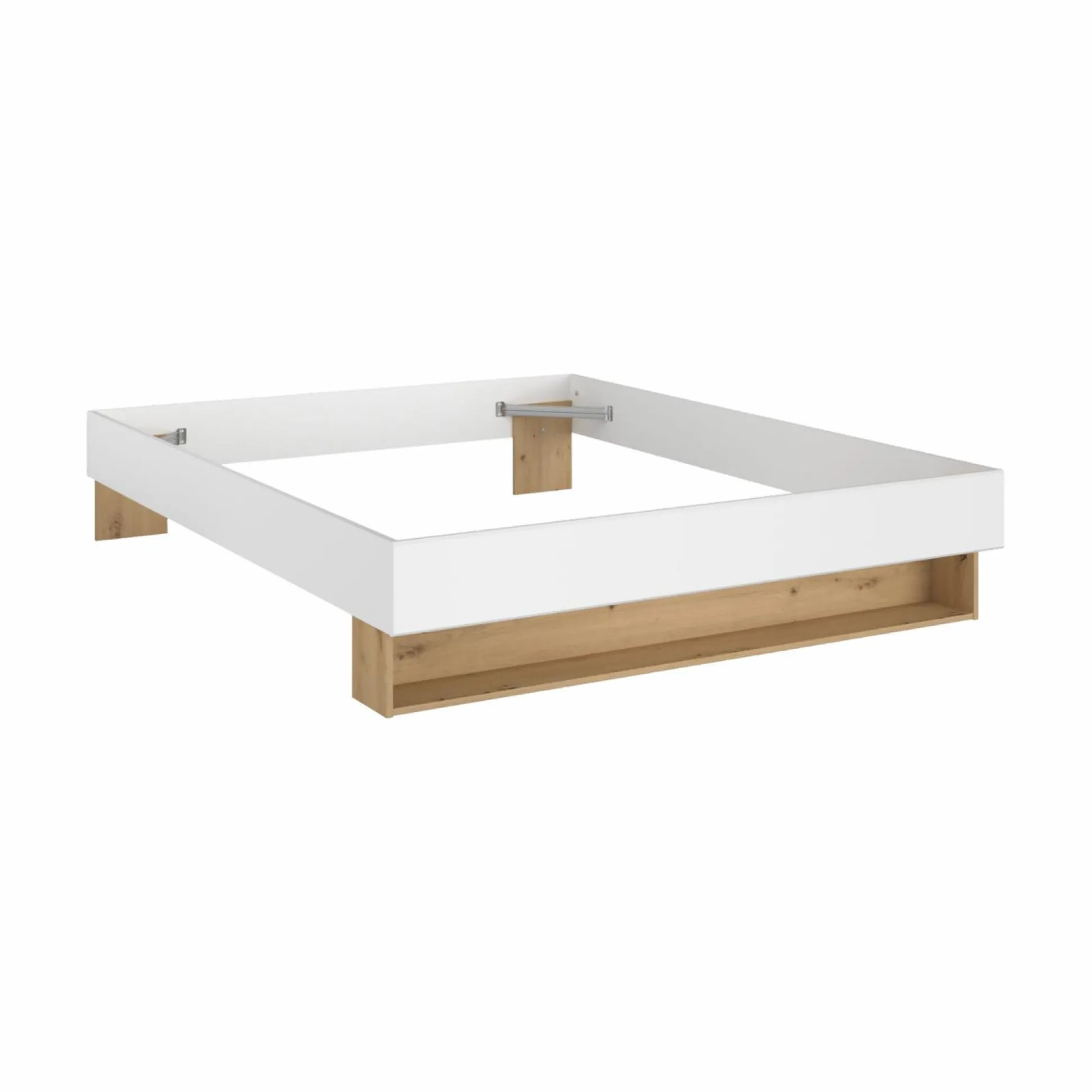 Lit avec tiroir de rangement en option Paris - Blanc/Bois - 160 x 200 cm